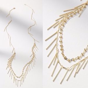 Anthropologie NWT Layered Fringe Gold Necklace